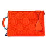 Gucci Off The Grid GG Embossed Orange Rubber Pouch Clutch Bag