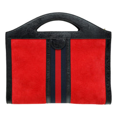 Gucci Ophidia Bicolor Red Suede Black Leather Slip Handle Tote Bag