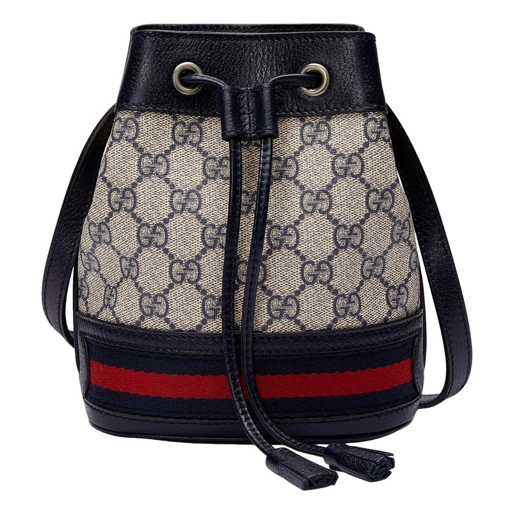 Gucci Ophidia Mini Beige And Blue GG Canvas Bucket Bag