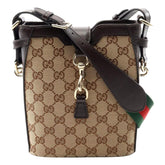 Gucci Original GG Canvas Web Stripe Mini Bucket Bag Beige Brown
