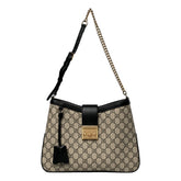 Gucci GG Supreme Monogram Canvas Medium Padlock Shoulder Bag Black