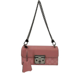 Gucci Padlock Small Handbag Pink GG Supreme Canvas Chain Shoulder Bag