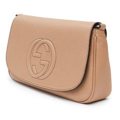 Gucci Soho Disco Beige GG Leather Tassel Chain Crossbody Flap Bag