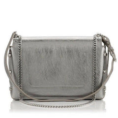 Jimmy Choo Lockett Metallic Silver Studded Leather Crossbody Bag