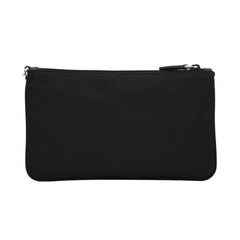 Prada Tessuto Nylon Black Triangle Logo Wristlet Clutch Pouch Bag