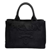 Prada Canapa Black Canvas Logo Tote Handbag Medium