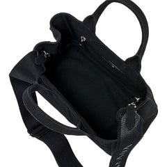Prada Canapa Black Canvas Logo Tote Handbag Medium