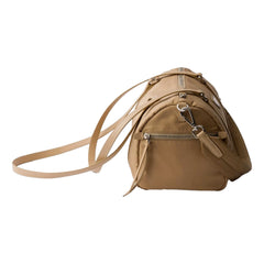 Prada Small Re-Nylon and Saffiano Leather Duffel Bag Camello Beige