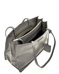 Prada Argilla Grey Glace Calf Leather Shopping Tote Bag