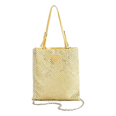Prada Mini Satin Crystal Embellished Double Handle Crossbody Handbag Yellow