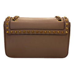 Prada Pattina Glace Calf Leather Cammeo Beige Gold Studded Bag