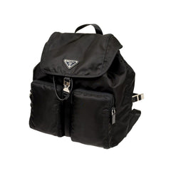 Prada Re-Nylon and Saffiano Leather Trim Medium Drawstring Rucksack Backpack in Black