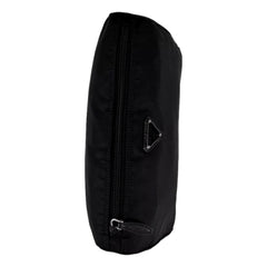 Prada Re-Nylon Necessaire Large Pouch Clutch in Black Nylon with Silver Hardware