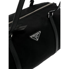 Prada Small Re-Nylon and Saffiano Leather Duffel Bag Black