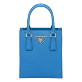 Prada Saffiano Leather Top Handle Mini Shopper Crossbody Bag in Blue
