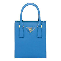 Prada Saffiano Leather Top Handle Mini Shopper Crossbody Bag in Blue