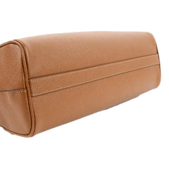 Prada Saffiano Soft Calfskin Top Handle Handbag Medium Caramel Brown