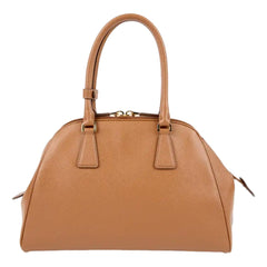 Prada Saffiano Soft Calfskin Top Handle Handbag Medium Caramel Brown