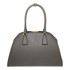 Prada Saffiano Soft Calfskin Top Handle Handbag Medium Marmo Gray