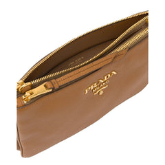 Prada Vitello Phenix Leather Crossbody Bag in Caramel Brown with Gold Hardware