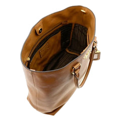 Prada Caramel Brown Vitello Phenix Leather Shopping Tote Bag