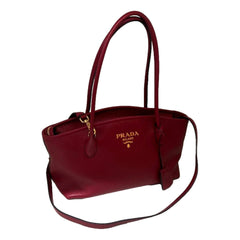 Prada Rubino Red Vitello Phenix Leather Top Handle Shoulder Bag