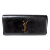 Saint Laurent Cassandre Black Leather Monogram Clutch