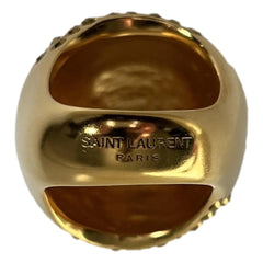 Saint Laurent Edge Egg Rhinestone Cluster Ring in Gold-Tone Metal Size 6