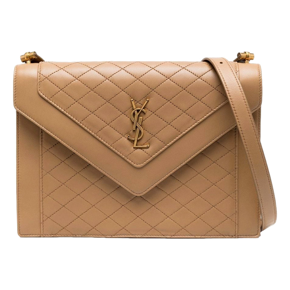 Saint Laurent Gaby Quilted Lambskin Shoulder Bag Beige