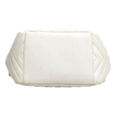 Saint Laurent Joe White Lambskin Quilted Chevron Chain Strap Backpack