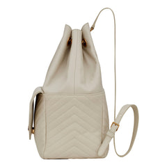 Saint Laurent Joe White Lambskin Quilted Chevron Chain Strap Backpack