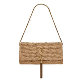 Saint Laurent Kate 99 Beige Raffia Crossbody Bag with Tassel