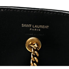 Saint Laurent Maxi Ring Handle Tote in Black Smooth Leather with Gold-Tone Ring Hardware Large