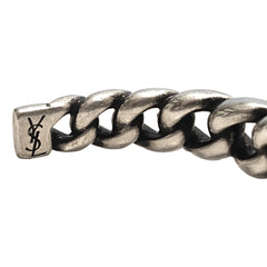 Saint Laurent Silver Gunmetal Chain Link Cuff Bracelet