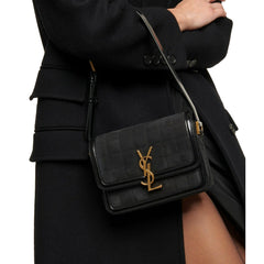 Saint Laurent Solferino Leather Black Quilted Suede Shoulder Bag