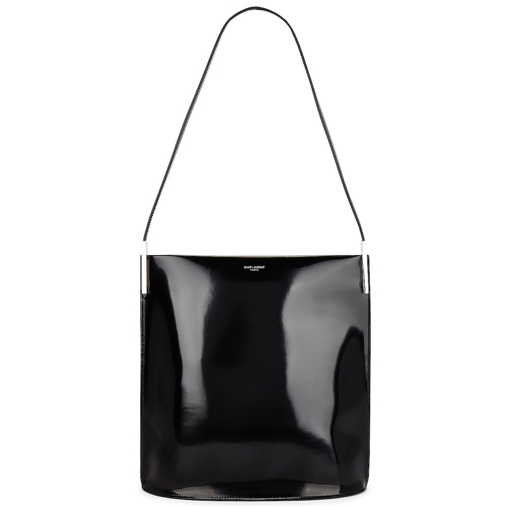 Saint Laurent Black Patent Leather Shopping Tote Shoulder Bag