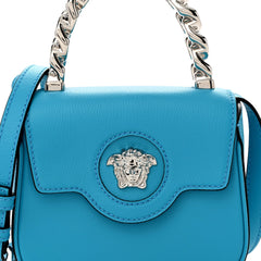 Versace Blue La Medusa Mini Top-Handle Bag Leather Crossbody