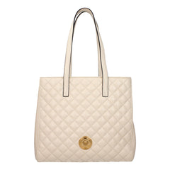 Versace La Medusa Quilted Tote Bag Ivory Leather Gold Hardware