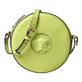 Versace La Medusa Lime Green Leather Disco Round Crossbody Bag