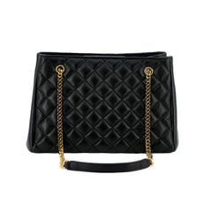 Versace La Medusa Black Quilted Nappa Leather Large Tote Bag