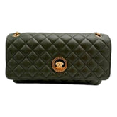 Versace La Medusa Olive Green Quilted Lambskin Chain Crossbody Bag