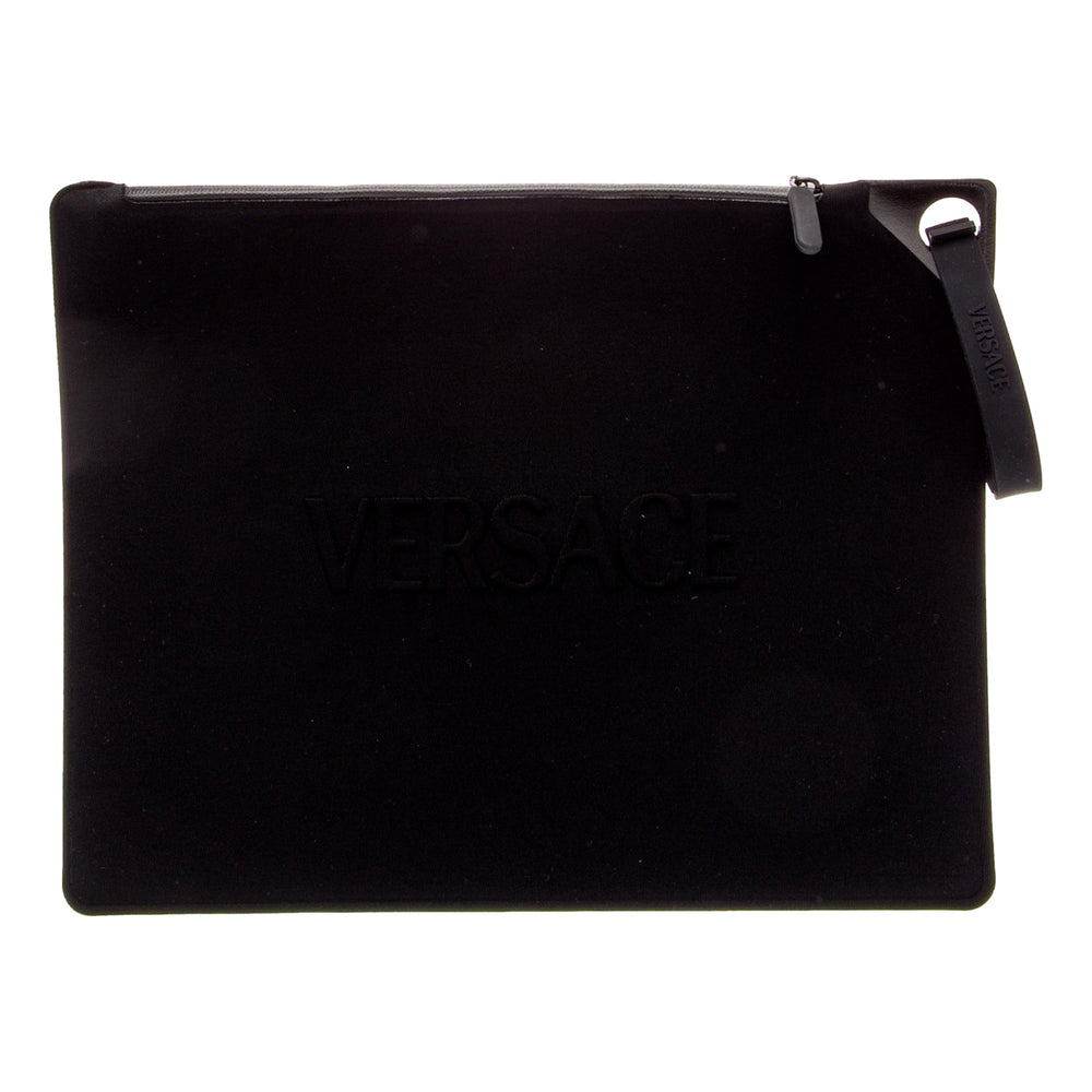 Versace Black Nylon Portfolio Wristlet Pouch