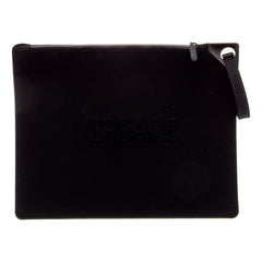 Versace Black Nylon Portfolio Wristlet Pouch