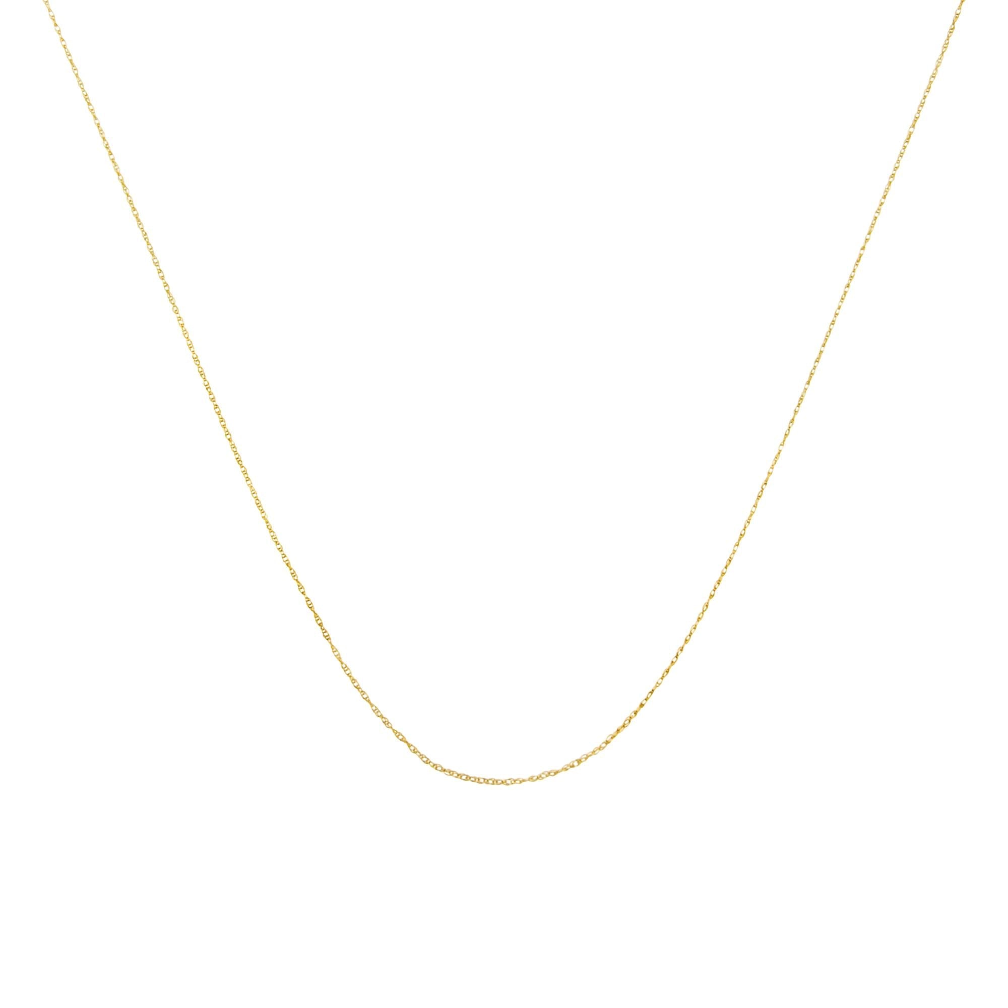 10K Gold 0.5 mm Slender & Dainty Fine Rope Chain Necklace