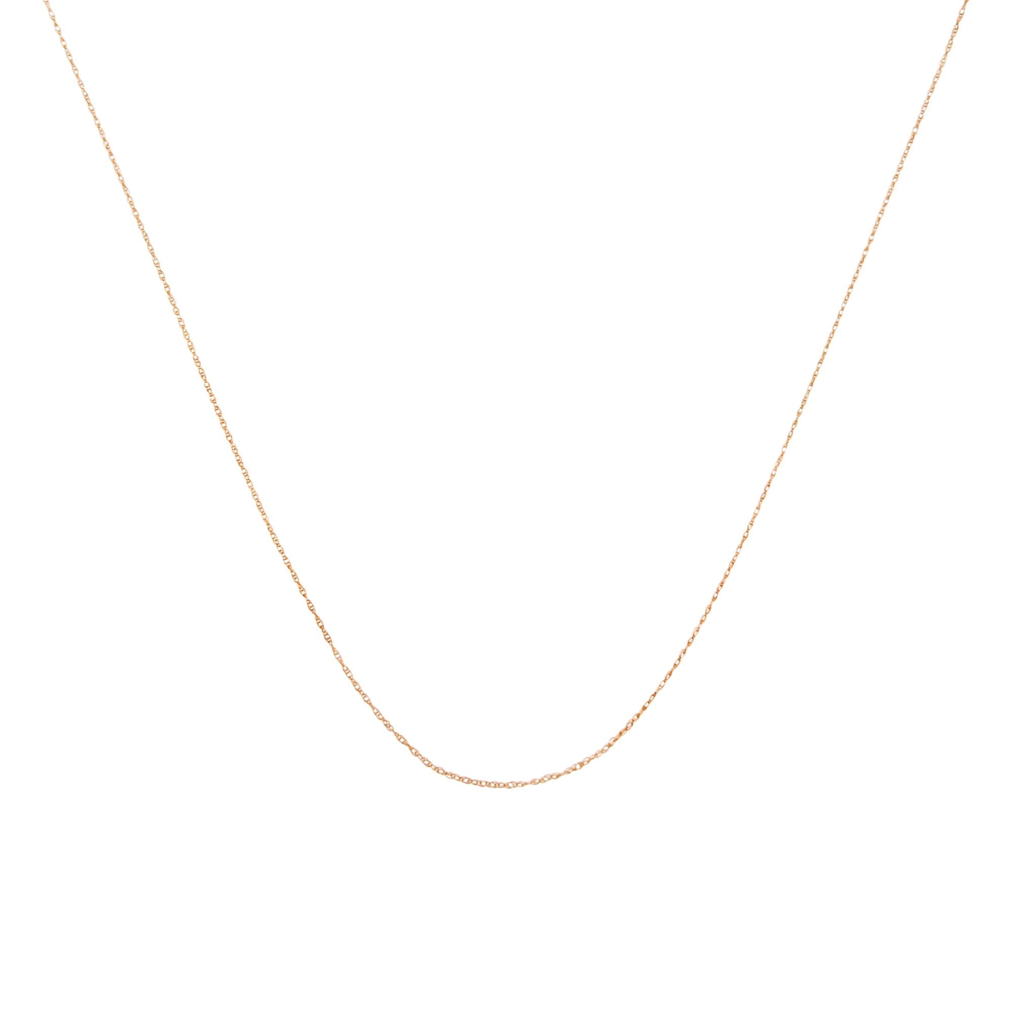 10K Gold 0.5 mm Slender & Dainty Fine Rope Chain Necklace