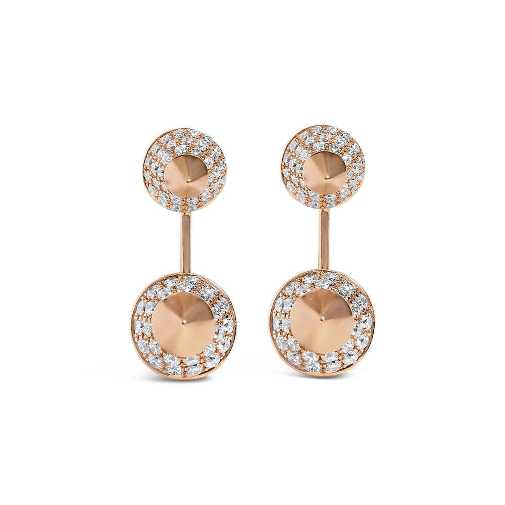 14K Rose Gold 1.00 Cttw Diamond Double Cone Jacket Stud Earring (G-H Color, SI1-SI2 Clarity)