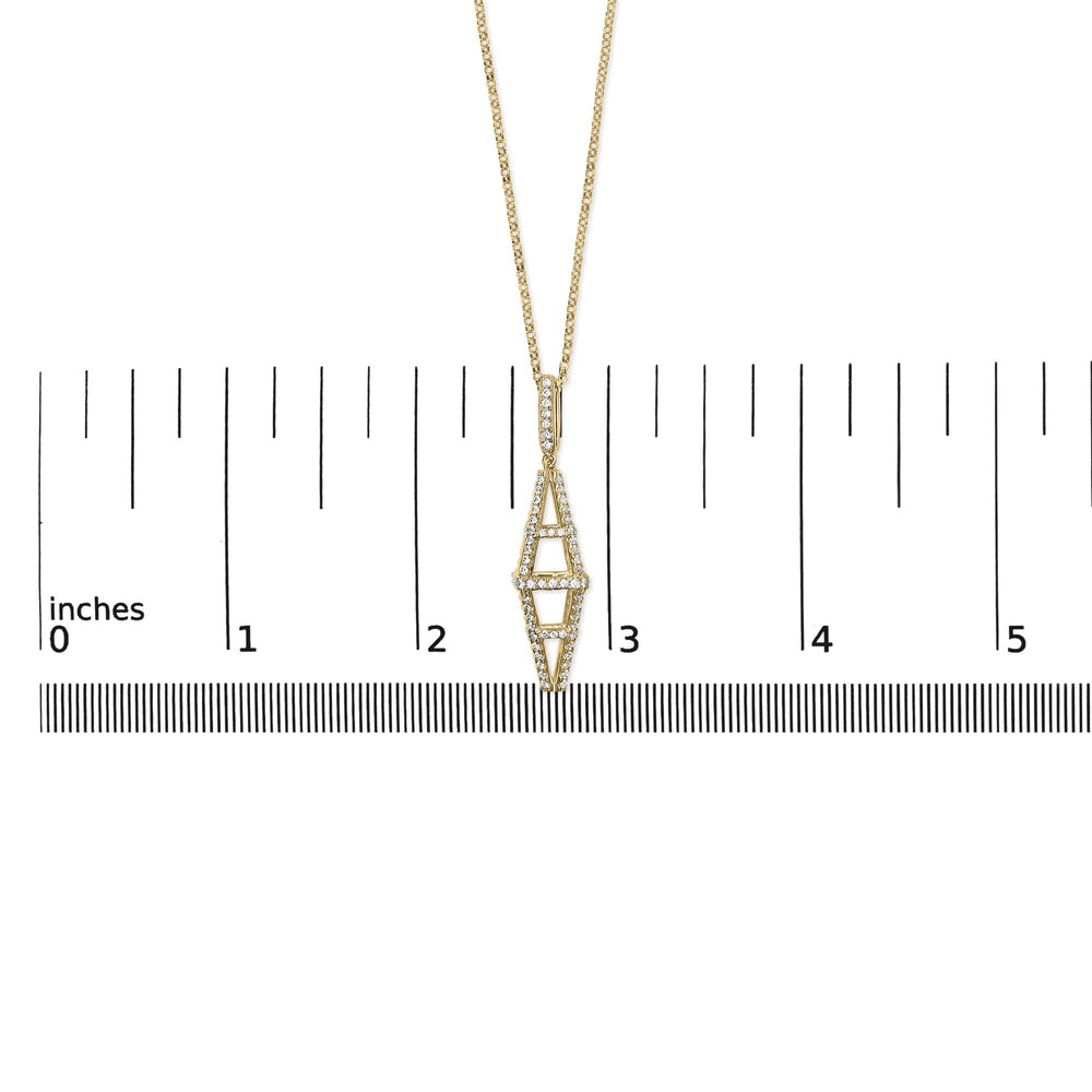 14K Yellow Gold 1.0 Cttw Diamond Studded Geometric Double Pyramid 18" Pendant Necklace (G-H Color, SI1-SI2 Clarity)
