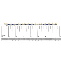 14K Yellow Gold 1.00 Cttw Alternating  Diamond and 6 1/2 Cttw Oval Blue Sapphire Link Bracelet (H-I Color, SI1-SI2 Clarity) - 7" Inches