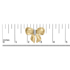 18K Yellow Gold and 3/5 Cttw Diamond Bow Pin Brooch (G-H Color, VS1-VS2 Clarity)