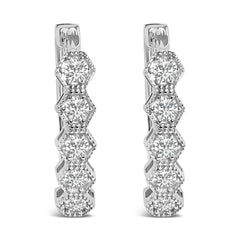 14K Gold 1/2 Cttw Diamond Earring Zig-Zagging Geometric Hoop Earrings (G-H Color, SI1-SI2)
